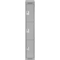 Clean Line Lockers, 3 -tier, 12" x 18" x 78", Steel, Grey, Rivet (Assembled) Nuna Depot Inc.