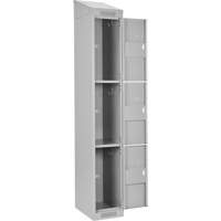 Clean Line Lockers, 3 -tier, Bank of 4, 48" x 18" x 78", Steel, Grey, Rivet (Assembled) Nuna Depot Inc.