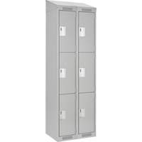 Clean Line Lockers, 3 -tier, Bank of 2, 24" x 18" x 78", Steel, Grey, Rivet (Assembled) Nuna Depot Inc.