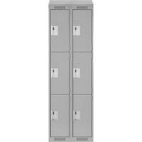 Clean Line Lockers, 3 -tier, Bank of 2, 24" x 18" x 78", Steel, Grey, Rivet (Assembled) Nuna Depot Inc.