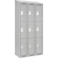 Clean Line Lockers, 3 -tier, Bank of 3, 36" x 18" x 78", Steel, Grey, Rivet (Assembled) Nuna Depot Inc.