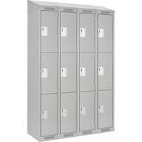 Clean Line Lockers, 3 -tier, Bank of 4, 48" x 18" x 78", Steel, Grey, Rivet (Assembled) Nuna Depot Inc.