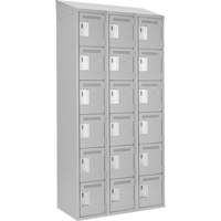 Clean Line Lockerette , 6 -tier, Bank of 3, 36" x 18" x 78", Steel, Grey, Rivet (Assembled) Nuna Depot Inc.