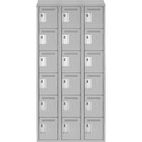 Clean Line Lockerette , 6 -tier, Bank of 3, 36" x 18" x 78", Steel, Grey, Rivet (Assembled) Nuna Depot Inc.