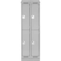 Clean Line Lockers, 2 -tier, Bank of 2, 24" x 18" x 82", Steel, Grey, Rivet (Assembled) Nuna Depot Inc.