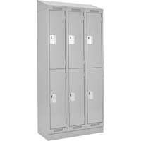 Clean Line Lockers, 2 -tier, Bank of 3, 36" x 18" x 82", Steel, Grey, Rivet (Assembled) Nuna Depot Inc.