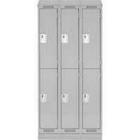 Clean Line Lockers, 2 -tier, Bank of 3, 36" x 18" x 82", Steel, Grey, Rivet (Assembled) Nuna Depot Inc.