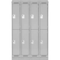 Clean Line Lockers, 2 -tier, Bank of 4, 48" x 18" x 82", Steel, Grey, Rivet (Assembled) Nuna Depot Inc.