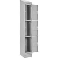 Clean Line Lockers, 3 -tier, Bank of 4, 48" x 18" x 82", Steel, Grey, Rivet (Assembled) Nuna Depot Inc.