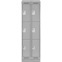 Clean Line Lockers, 3 -tier, Bank of 2, 24" x 18" x 82", Steel, Grey, Rivet (Assembled) Nuna Depot Inc.