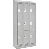 Clean Line Lockers, 3 -tier, Bank of 3, 36" x 18" x 82", Steel, Grey, Rivet (Assembled) Nuna Depot Inc.