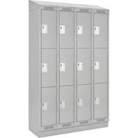 Clean Line Lockers, 3 -tier, Bank of 4, 48" x 18" x 82", Steel, Grey, Rivet (Assembled) Nuna Depot Inc.