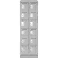 Clean Line Lockerette, 6 -tier, Bank of 2, 24" x 18" x 82", Steel, Grey, Rivet (Assembled) Nuna Depot Inc.