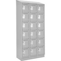 Clean Line Lockerette, 6 -tier, Bank of 3, 36" x 18" x 82", Steel, Grey, Rivet (Assembled) Nuna Depot Inc.
