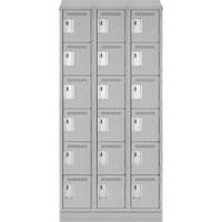 Clean Line Lockerette, 6 -tier, Bank of 3, 36" x 18" x 82", Steel, Grey, Rivet (Assembled) Nuna Depot Inc.