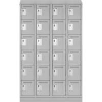 Clean Line Lockerette, 6 -tier, Bank of 4, 48" x 18" x 82", Steel, Grey, Rivet (Assembled) Nuna Depot Inc.