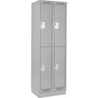 Clean Line Lockers, 2 -tier, Bank of 2, 24" x 18" x 76", Steel, Grey, Rivet (Assembled) Nuna Depot Inc.