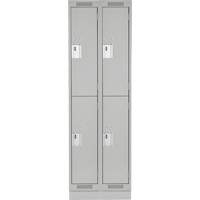 Clean Line Lockers, 2 -tier, Bank of 2, 24" x 18" x 76", Steel, Grey, Rivet (Assembled) Nuna Depot Inc.