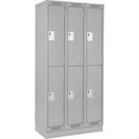 Clean Line Lockers, 2 -tier, Bank of 3, 36" x 18" x 76", Steel, Grey, Rivet (Assembled) Nuna Depot Inc.