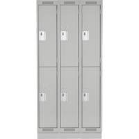Clean Line Lockers, 2 -tier, Bank of 3, 36" x 18" x 76", Steel, Grey, Rivet (Assembled) Nuna Depot Inc.