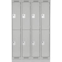 Casiers Clean Line, 2 niveaux, Bloc de 4, 48" x 18" x 76", Acier, Gris, Rivet (assembl&eacute;) Nuna Depot Inc.