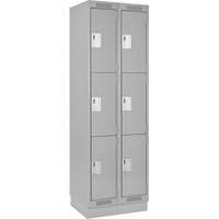 Clean Line Lockers, 3 -tier, Bank of 2, 24" x 18" x 76", Steel, Grey, Rivet (Assembled) Nuna Depot Inc.