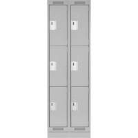 Clean Line Lockers, 3 -tier, Bank of 2, 24" x 18" x 76", Steel, Grey, Rivet (Assembled) Nuna Depot Inc.