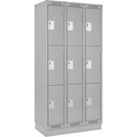 Casiers Clean Line, 3 niveaux, Bloc de 3, 36" x 18" x 76", Acier, Gris, Rivet (assembl&eacute;) Nuna Depot Inc.