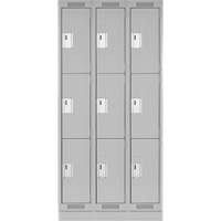 Casiers Clean Line, 3 niveaux, Bloc de 3, 36" x 18" x 76", Acier, Gris, Rivet (assembl&eacute;) Nuna Depot Inc.