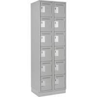 Clean Line Lockerette, 6 -tier, Bank of 2, 24" x 18" x 76", Steel, Grey, Rivet (Assembled) Nuna Depot Inc.