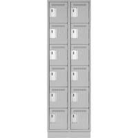 Clean Line Lockerette, 6 -tier, Bank of 2, 24" x 18" x 76", Steel, Grey, Rivet (Assembled) Nuna Depot Inc.