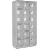 Clean Line Lockerette, 6 -tier, Bank of 3, 36" x 18" x 76", Steel, Grey, Rivet (Assembled) Nuna Depot Inc.