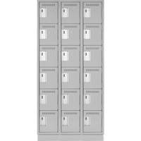 Clean Line Lockerette, 6 -tier, Bank of 3, 36" x 18" x 76", Steel, Grey, Rivet (Assembled) Nuna Depot Inc.
