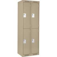 Clean Line Lockers, 2 -tier, Bank of 2, 24" x 18" x 72", Steel, Beige, Rivet (Assembled) Nuna Depot Inc.