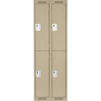 Clean Line Lockers, 2 -tier, Bank of 2, 24" x 18" x 72", Steel, Beige, Rivet (Assembled) Nuna Depot Inc.