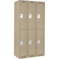 Clean Line Lockers, 2 -tier, Bank of 3, 36" x 18" x 72", Steel, Beige, Rivet (Assembled) Nuna Depot Inc.