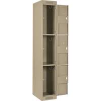 Casiers Clean Line, 3 niveaux, Bloc de 4, 48" x 18" x 72", Acier, Beige, Rivet (assembl&eacute;) Nuna Depot Inc.