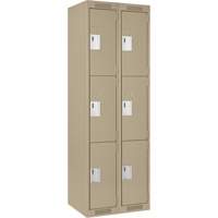 Clean Line Lockers, 3 -tier, Bank of 2, 24" x 18" x 72", Steel, Beige, Rivet (Assembled) Nuna Depot Inc.