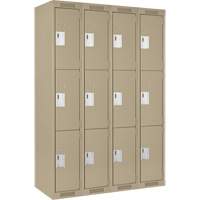 Casiers Clean Line, 3 niveaux, Bloc de 4, 48" x 18" x 72", Acier, Beige, Rivet (assembl&eacute;) Nuna Depot Inc.