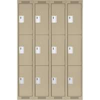 Casiers Clean Line, 3 niveaux, Bloc de 4, 48" x 18" x 72", Acier, Beige, Rivet (assembl&eacute;) Nuna Depot Inc.