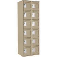 Clean Line Lockerette, 6 -tier, Bank of 2, 24" x 18" x 72", Steel, Beige, Rivet (Assembled) Nuna Depot Inc.