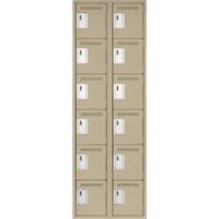 Clean Line Lockerette, 6 -tier, Bank of 2, 24" x 18" x 72", Steel, Beige, Rivet (Assembled) Nuna Depot Inc.
