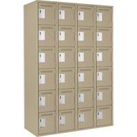 Clean Line Lockerette, 6 -tier, Bank of 4, 48" x 18" x 72", Steel, Beige, Rivet (Assembled) Nuna Depot Inc.