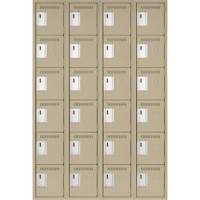 Clean Line Lockerette, 6 -tier, Bank of 4, 48" x 18" x 72", Steel, Beige, Rivet (Assembled) Nuna Depot Inc.