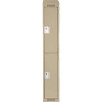 Clean Line Lockers, 2 -tier, 12" x 18" x 78", Steel, Beige, Rivet (Assembled) Nuna Depot Inc.