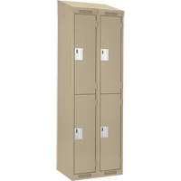 Clean Line Lockers, 2 -tier, Bank of 2, 24" x 18" x 78", Steel, Beige, Rivet (Assembled) Nuna Depot Inc.