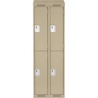 Clean Line Lockers, 2 -tier, Bank of 2, 24" x 18" x 78", Steel, Beige, Rivet (Assembled) Nuna Depot Inc.