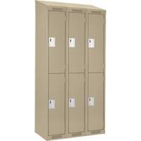 Clean Line Lockers, 2 -tier, Bank of 3, 36" x 18" x 78", Steel, Beige, Rivet (Assembled) Nuna Depot Inc.