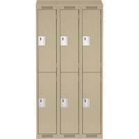 Clean Line Lockers, 2 -tier, Bank of 3, 36" x 18" x 78", Steel, Beige, Rivet (Assembled) Nuna Depot Inc.