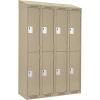 Casiers Clean Line, 2 niveaux, Bloc de 4, 48" x 18" x 78", Acier, Beige, Rivet (assembl&eacute;) Nuna Depot Inc.